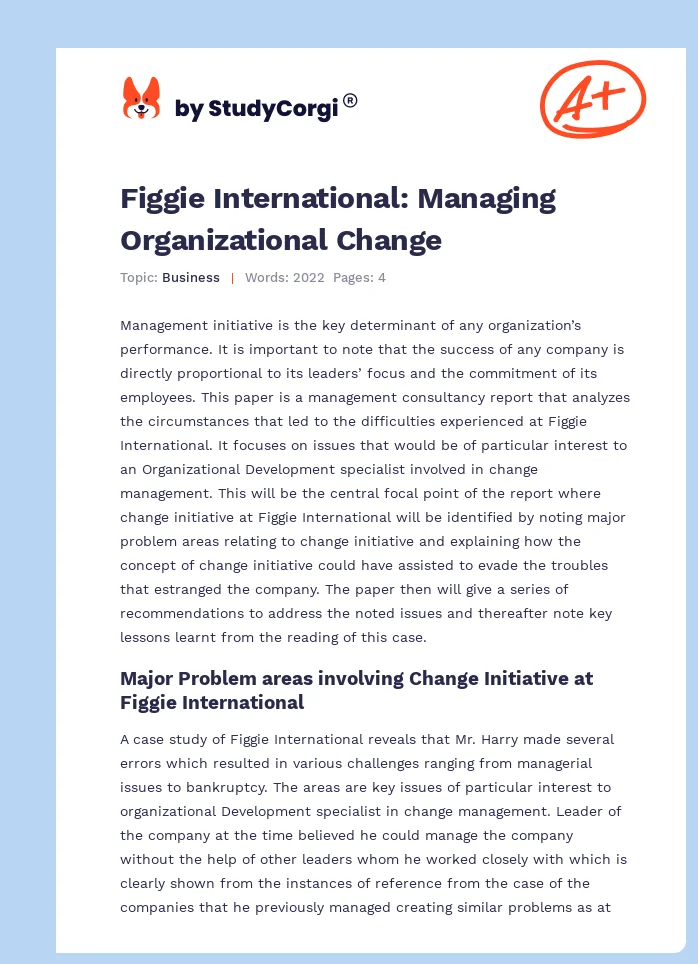 Figgie International: Managing Organizational Change. Page 1
