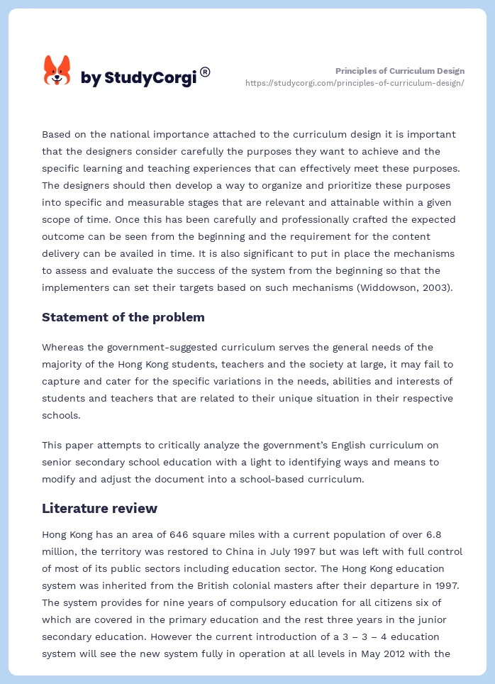 Principles of Curriculum Design. Page 2