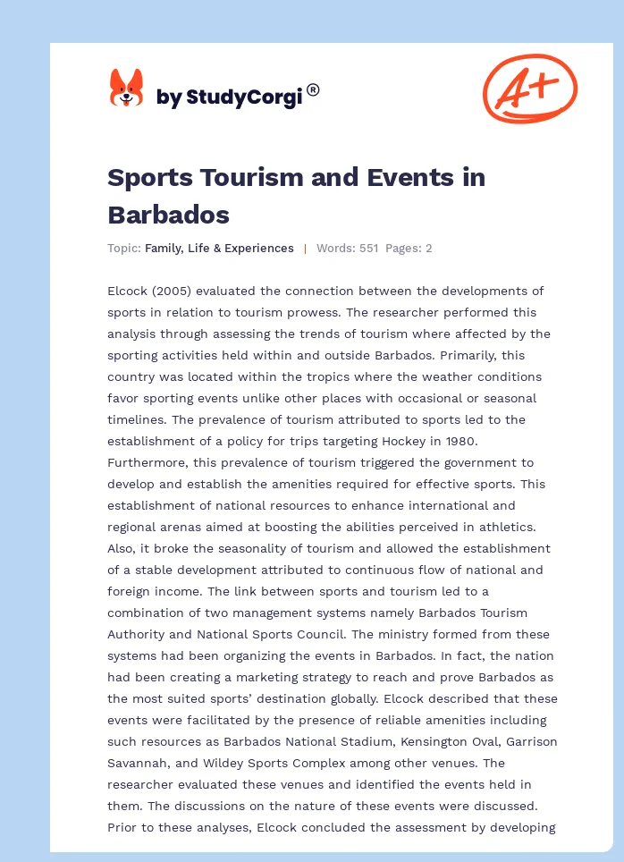 Sports Tourism and Events in Barbados. Page 1