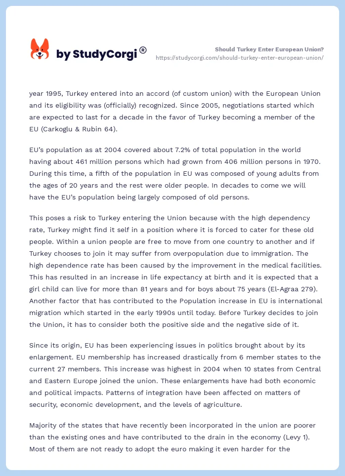 Should Turkey Enter European Union?. Page 2