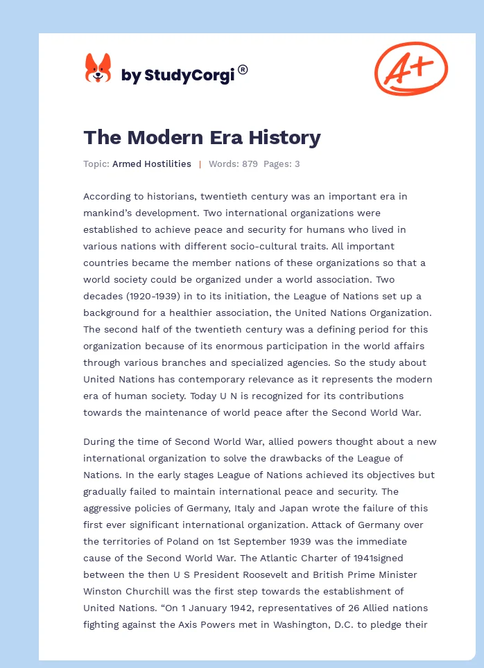 The Modern Era History. Page 1