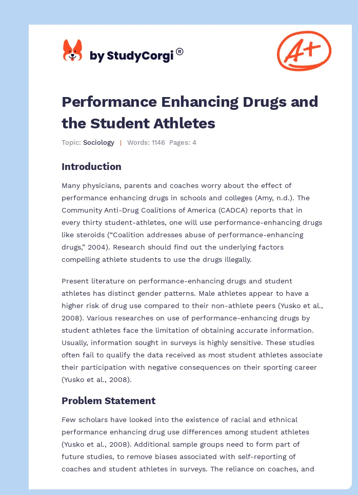 Performance Enhancing Drugs and the Student Athletes. Page 1