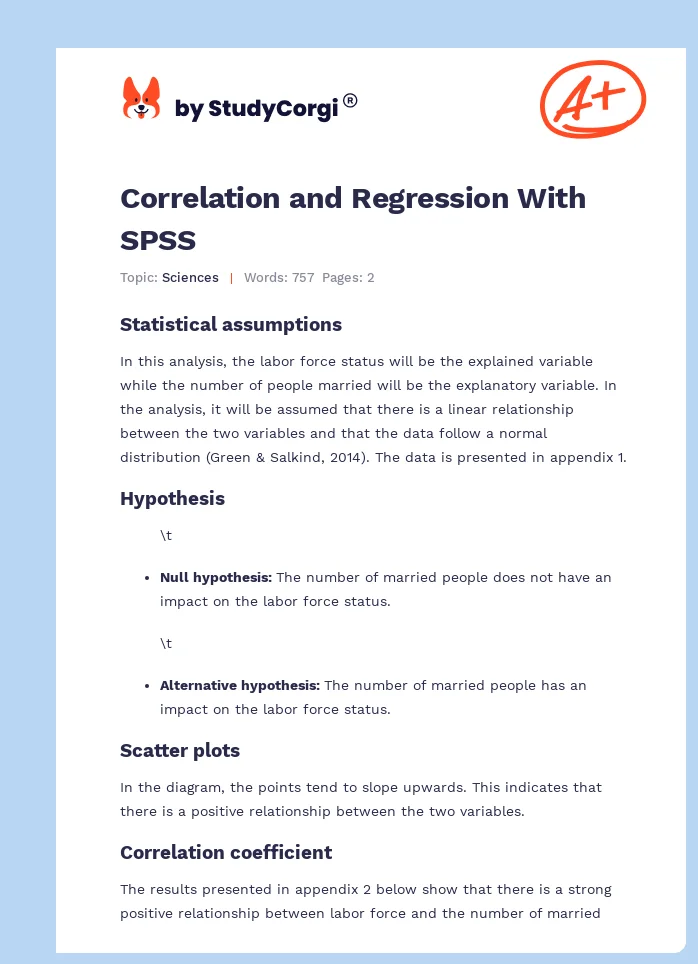 Correlation and Regression With SPSS. Page 1