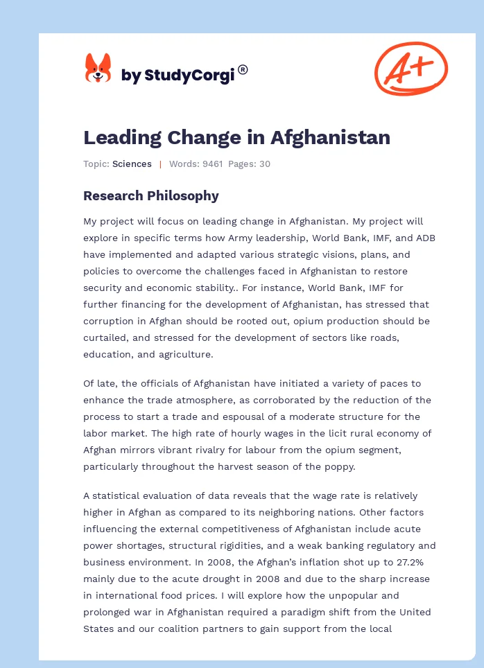 Leading Change in Afghanistan. Page 1