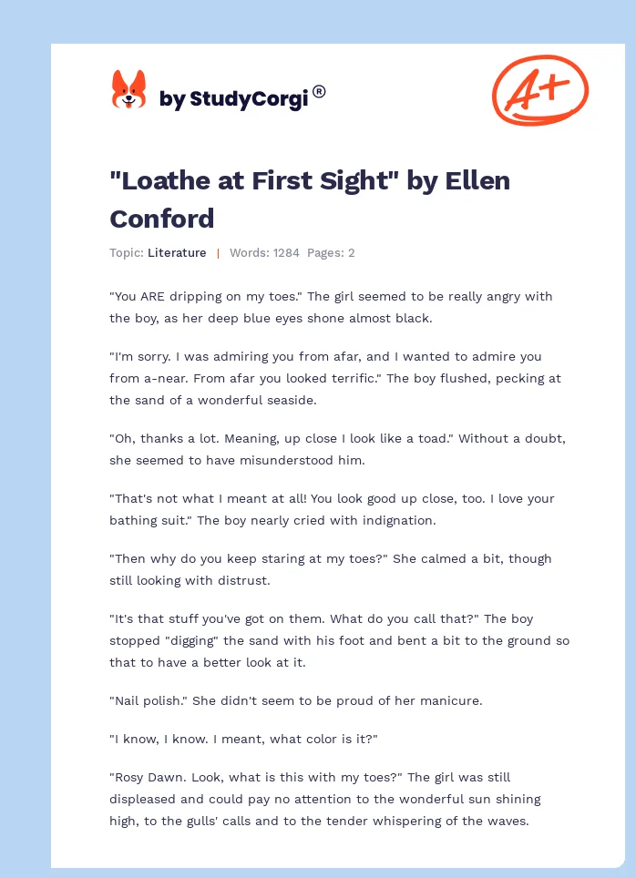 "Loathe at First Sight" by Ellen Conford. Page 1