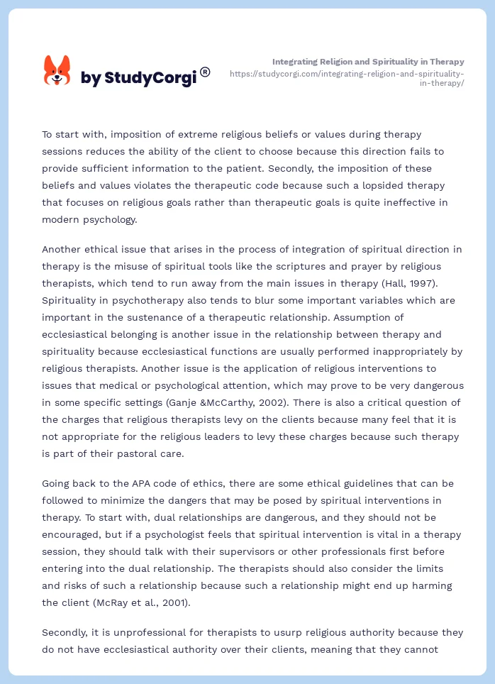 Integrating Religion and Spirituality in Therapy. Page 2