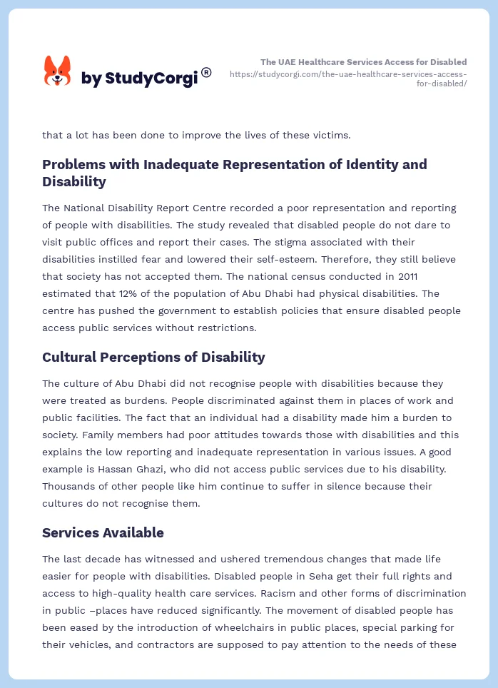 The UAE Healthcare Services Access for Disabled. Page 2