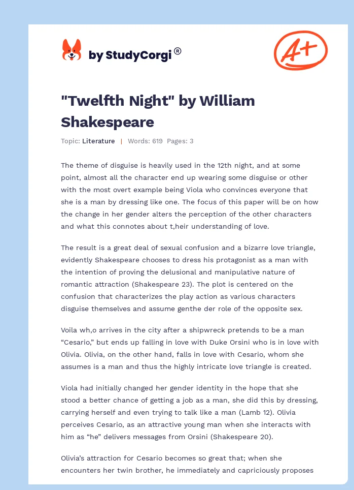 "Twelfth Night" by William Shakespeare. Page 1