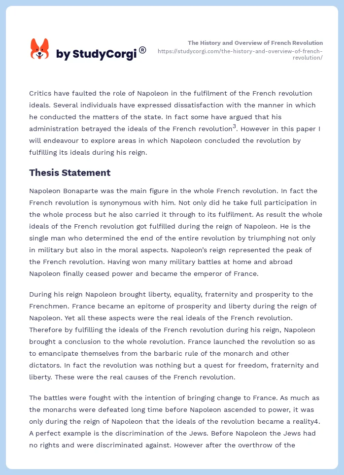 The History and Overview of French Revolution. Page 2