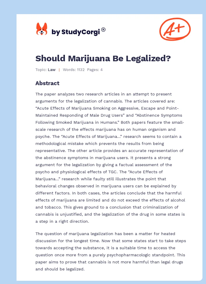 Should Marijuana Be Legalized?. Page 1