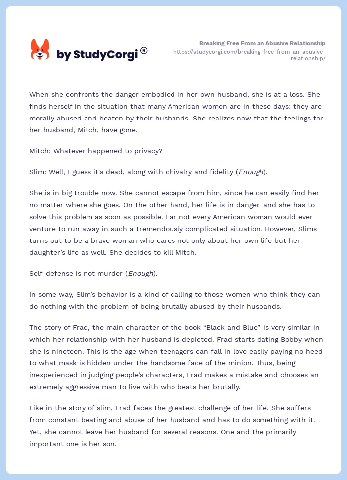 Breaking Free From an Abusive Relationship. Page 2
