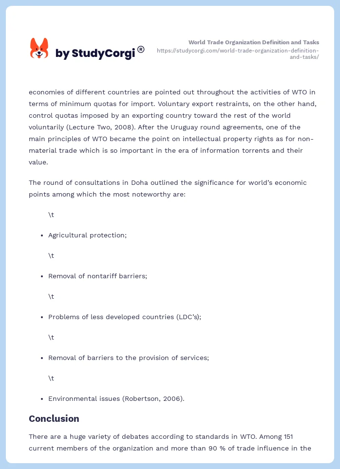 World Trade Organization Definition and Tasks. Page 2