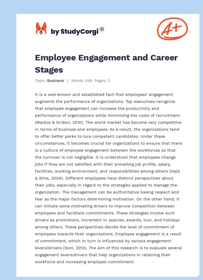 Employee Engagement and Career Stages. Page 1