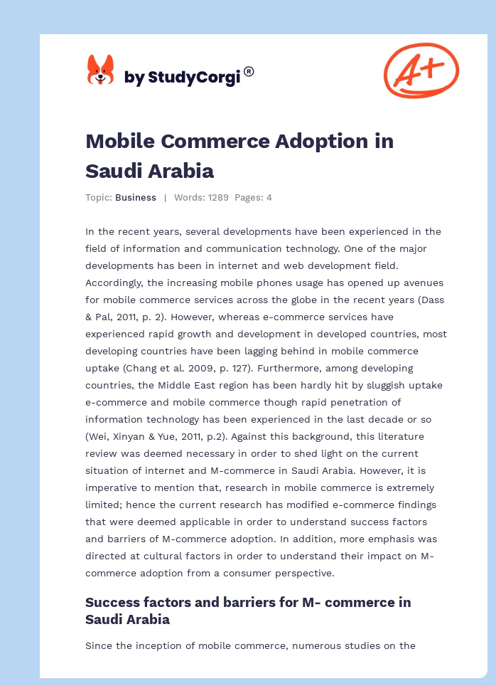 Mobile Commerce Adoption in Saudi Arabia. Page 1
