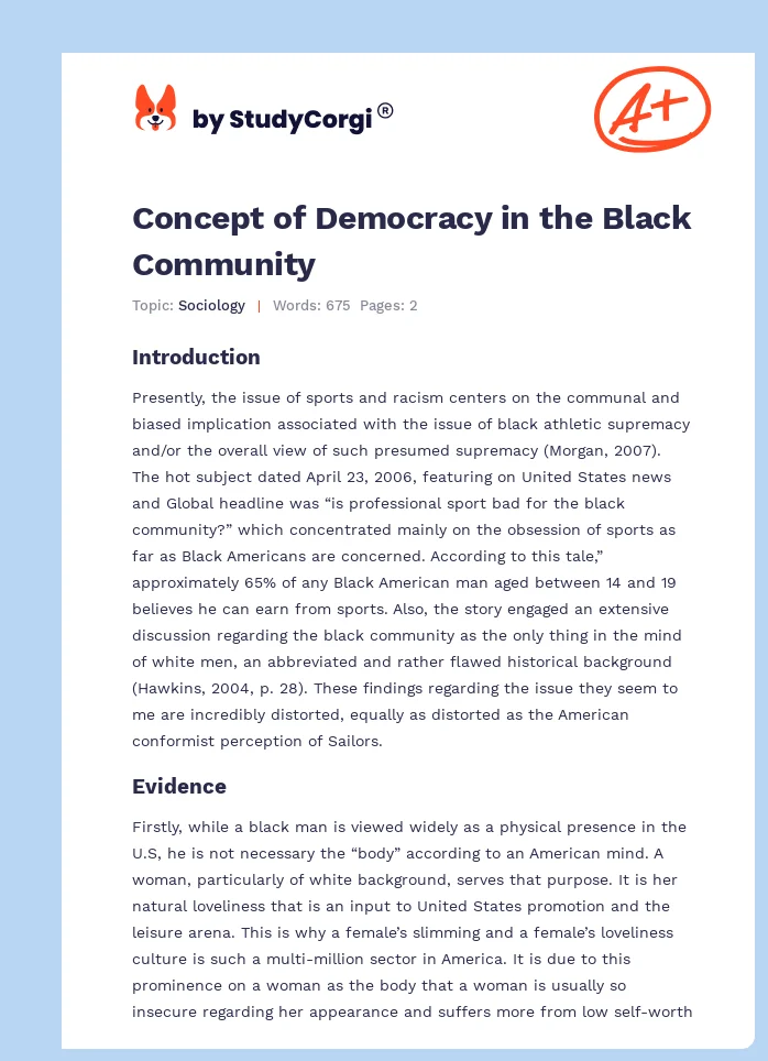 Concept of Democracy in the Black Community. Page 1