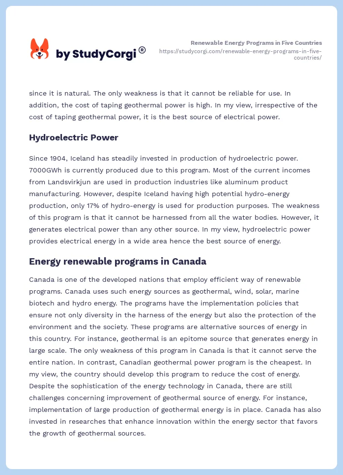 Renewable Energy Programs in Five Countries. Page 2