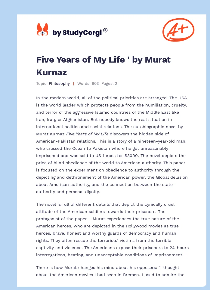 Five Years of My Life ' by Murat Kurnaz. Page 1