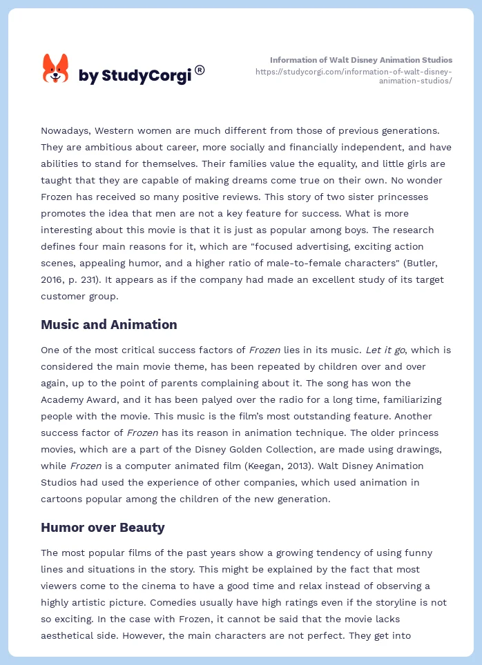 Information of Walt Disney Animation Studios. Page 2
