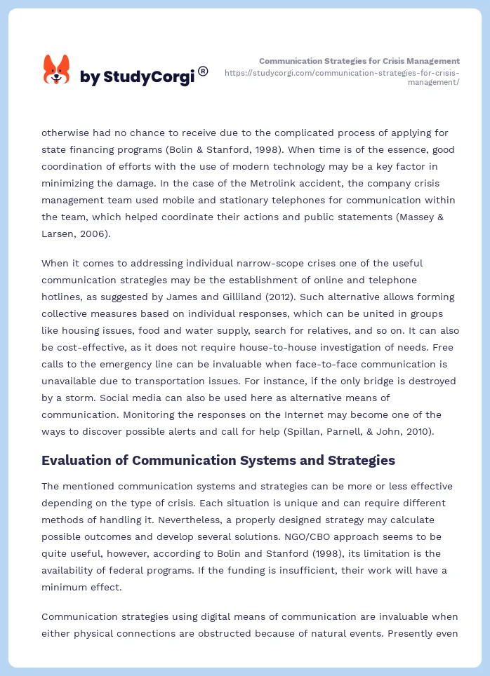 Communication Strategies for Crisis Management. Page 2