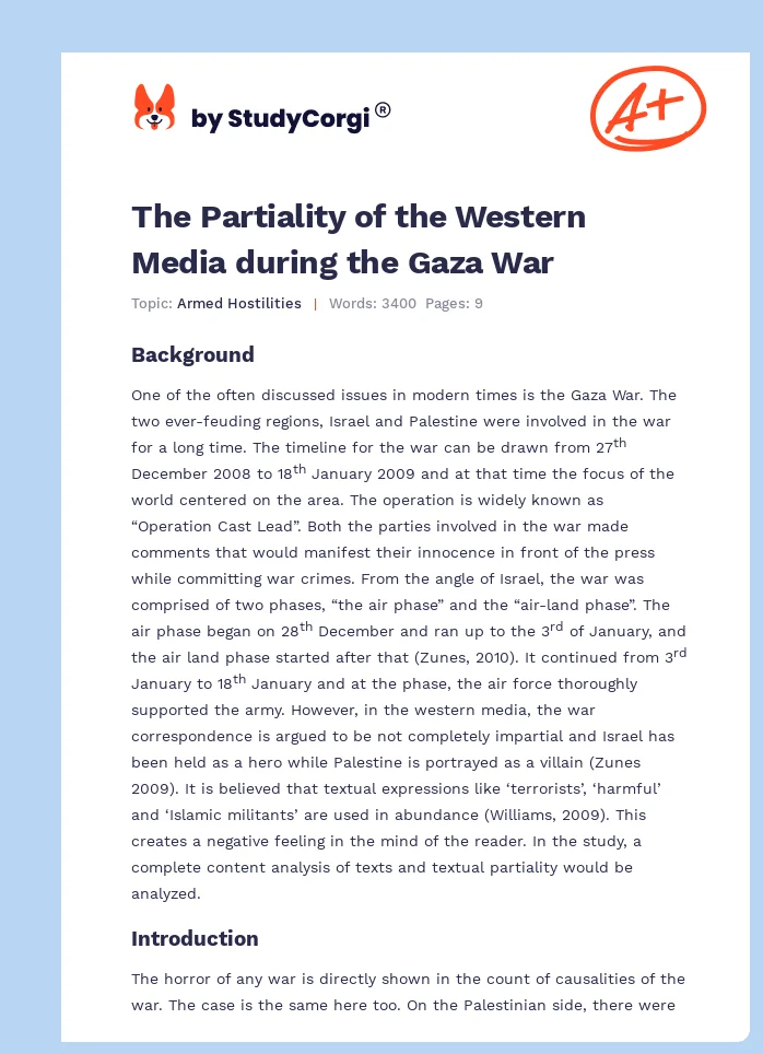 The Partiality of the Western Media during the Gaza War. Page 1