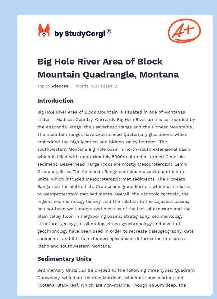 Big Hole River Area of Block Mountain Quadrangle, Montana. Page 1