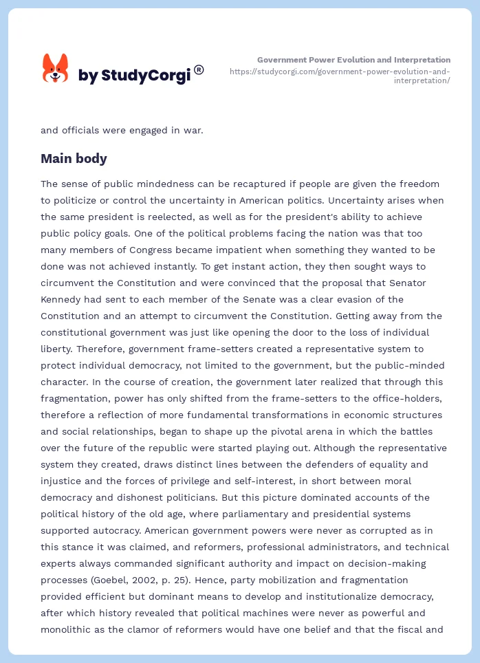 Government Power Evolution and Interpretation. Page 2