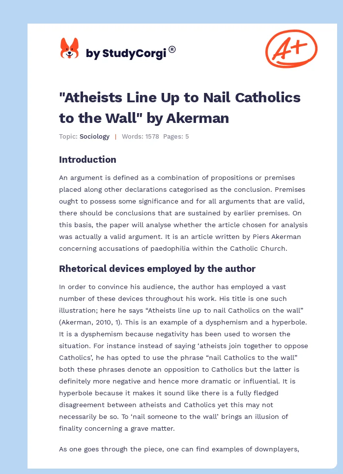 "Atheists Line Up to Nail Catholics to the Wall" by Akerman. Page 1