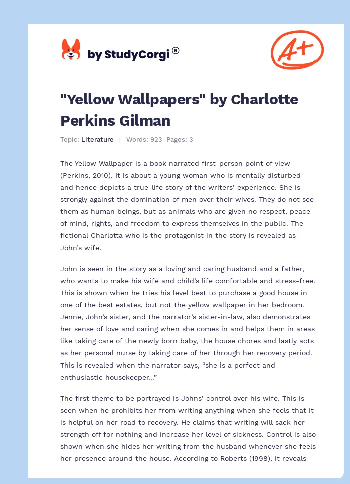 "Yellow Wallpapers" by Charlotte Perkins Gilman. Page 1