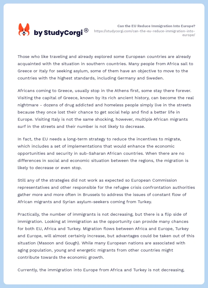 Can the EU Reduce Immigration Into Europe?. Page 2