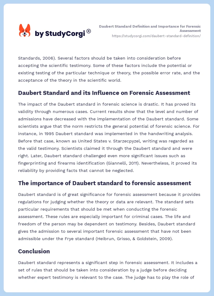 Daubert Standard Definition and Importance for Forensic Assessment. Page 2