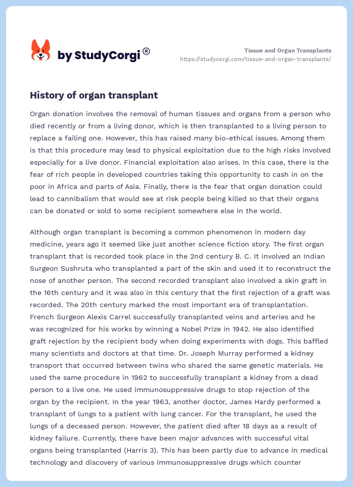 Tissue and Organ Transplants. Page 2