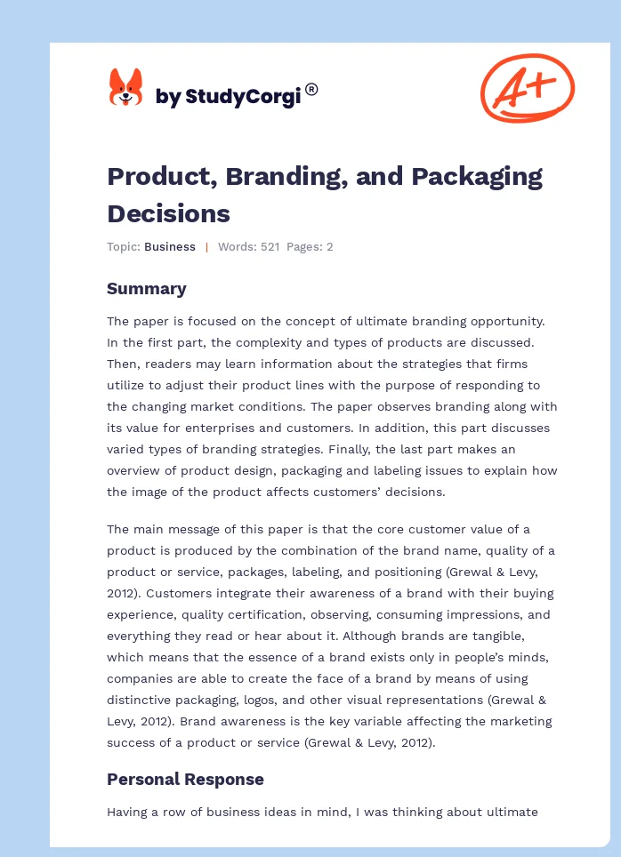 Product, Branding, and Packaging Decisions. Page 1