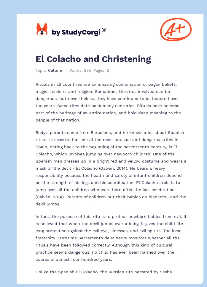 El Colacho and Christening. Page 1