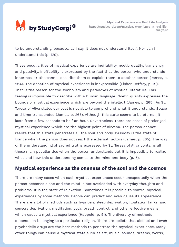 Mystical Experience in Real Life Analysis. Page 2