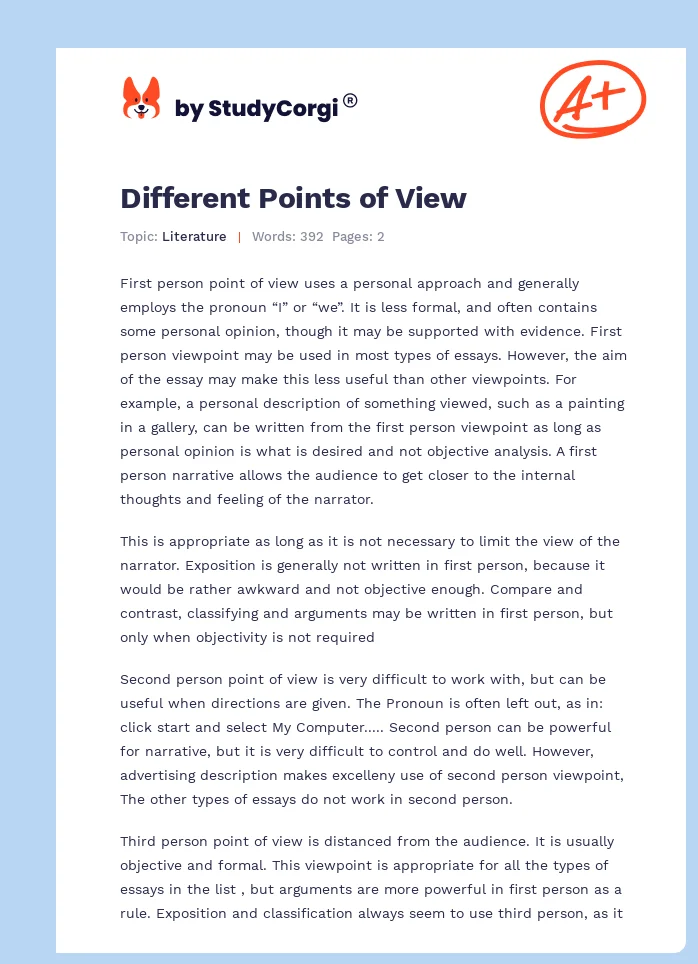 Different Points of View. Page 1