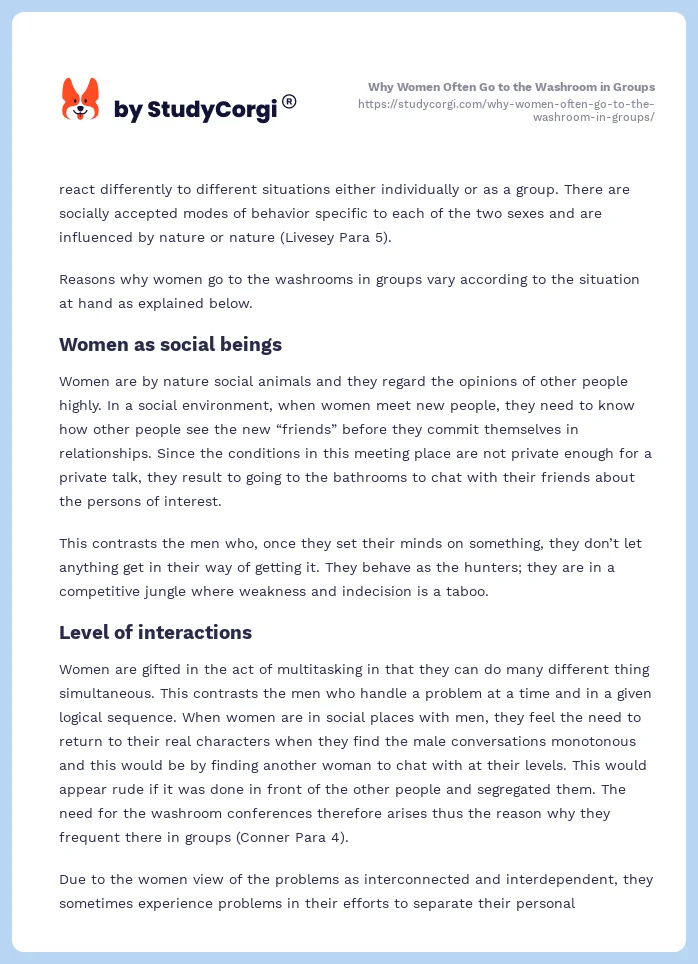 Why Women Often Go to the Washroom in Groups. Page 2