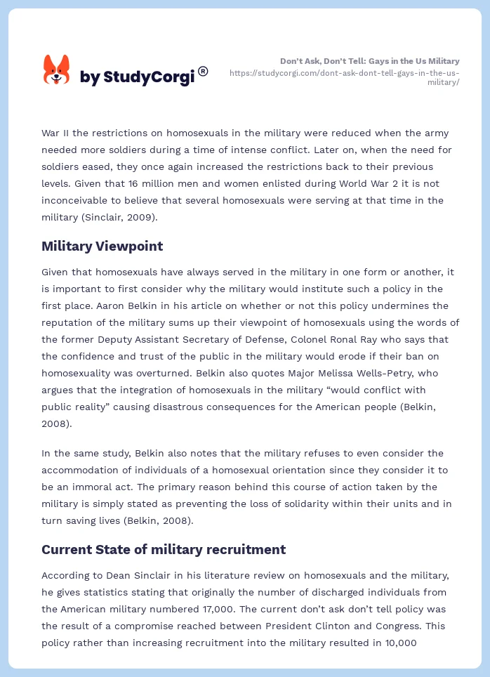 Don’t Ask, Don’t Tell: Gays in the Us Military. Page 2
