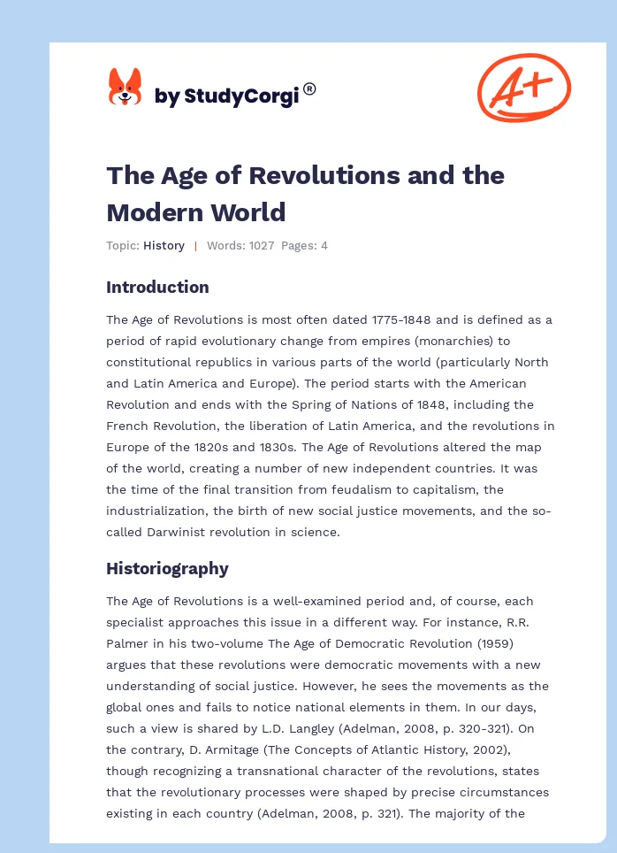 The Age of Revolutions and the Modern World. Page 1