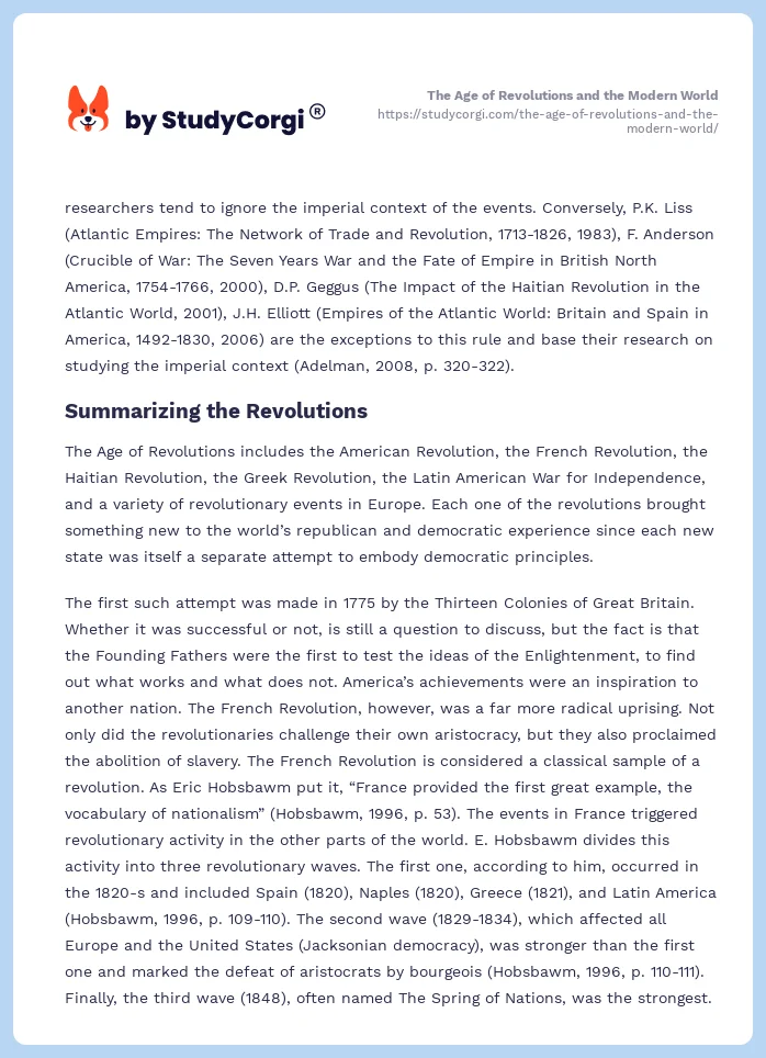 The Age of Revolutions and the Modern World. Page 2