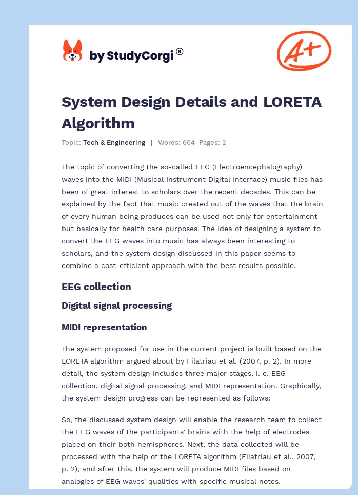 System Design Details and LORETA Algorithm. Page 1