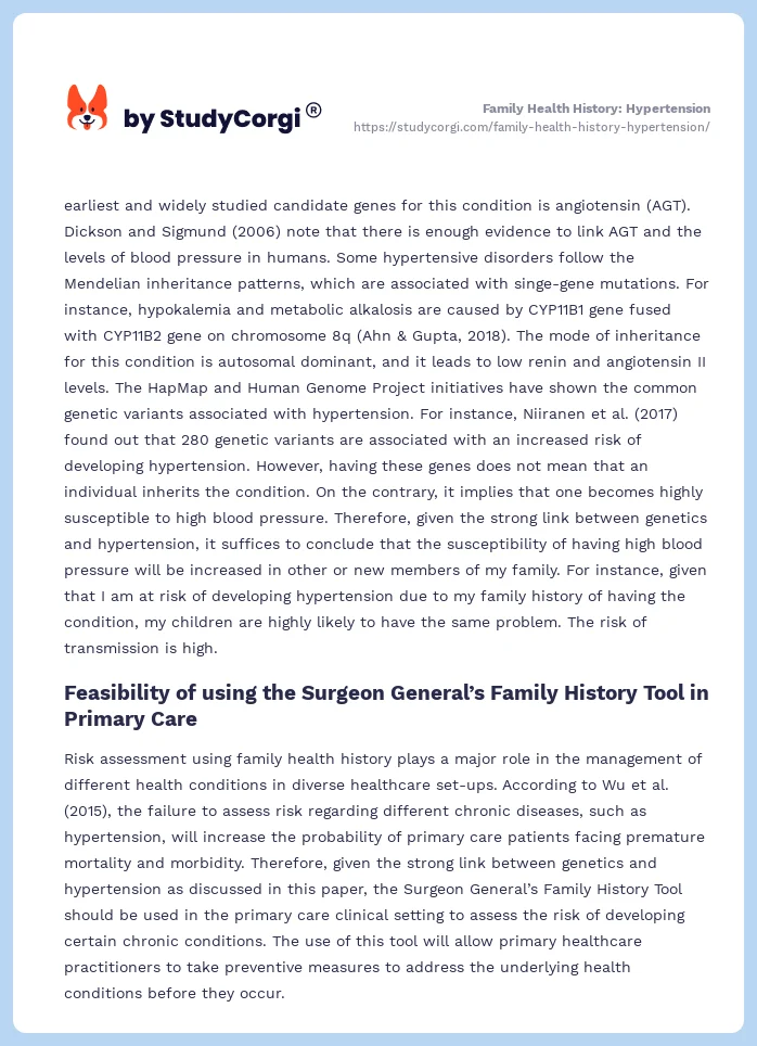 Family Health History: Hypertension. Page 2