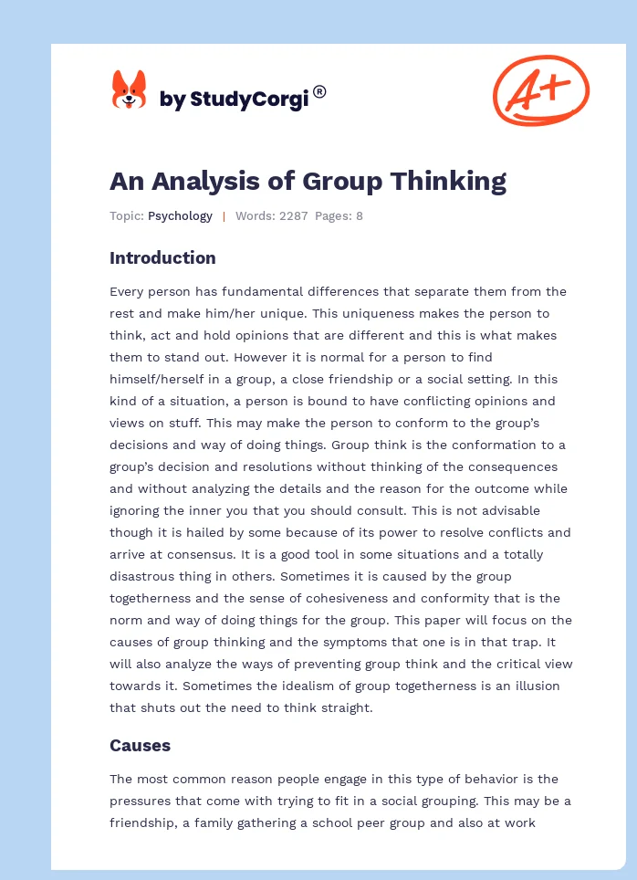 An Analysis of Group Thinking. Page 1