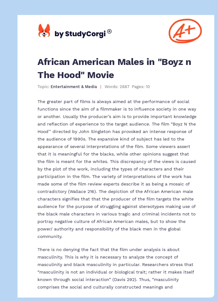 African American Males in "Boyz n The Hood" Movie. Page 1