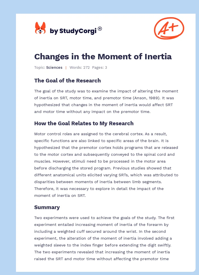 Changes in the Moment of Inertia. Page 1