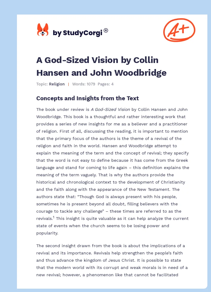 A God-Sized Vision by Collin Hansen and John Woodbridge. Page 1