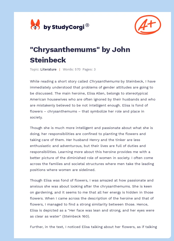 "Chrysanthemums" by John Steinbeck. Page 1