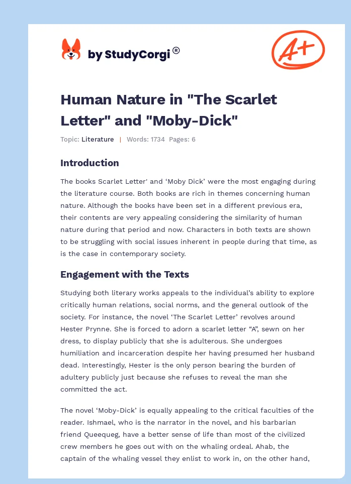 Human Nature in "The Scarlet Letter" and "Moby-Dick". Page 1
