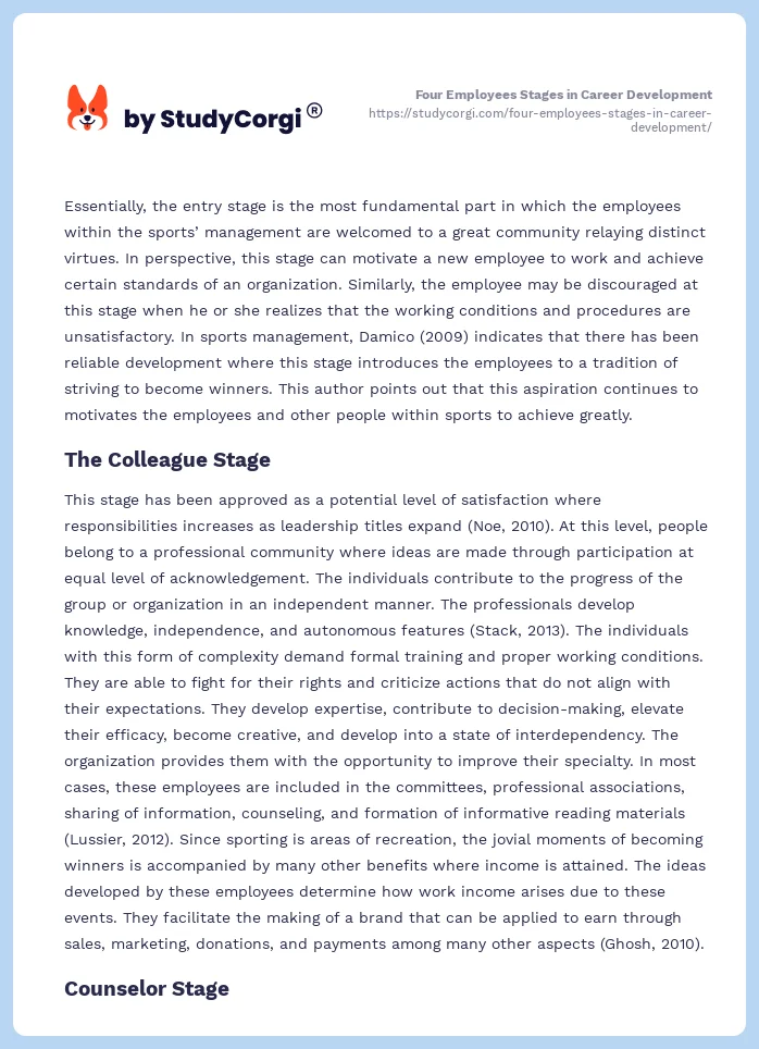 Four Employees Stages in Career Development. Page 2