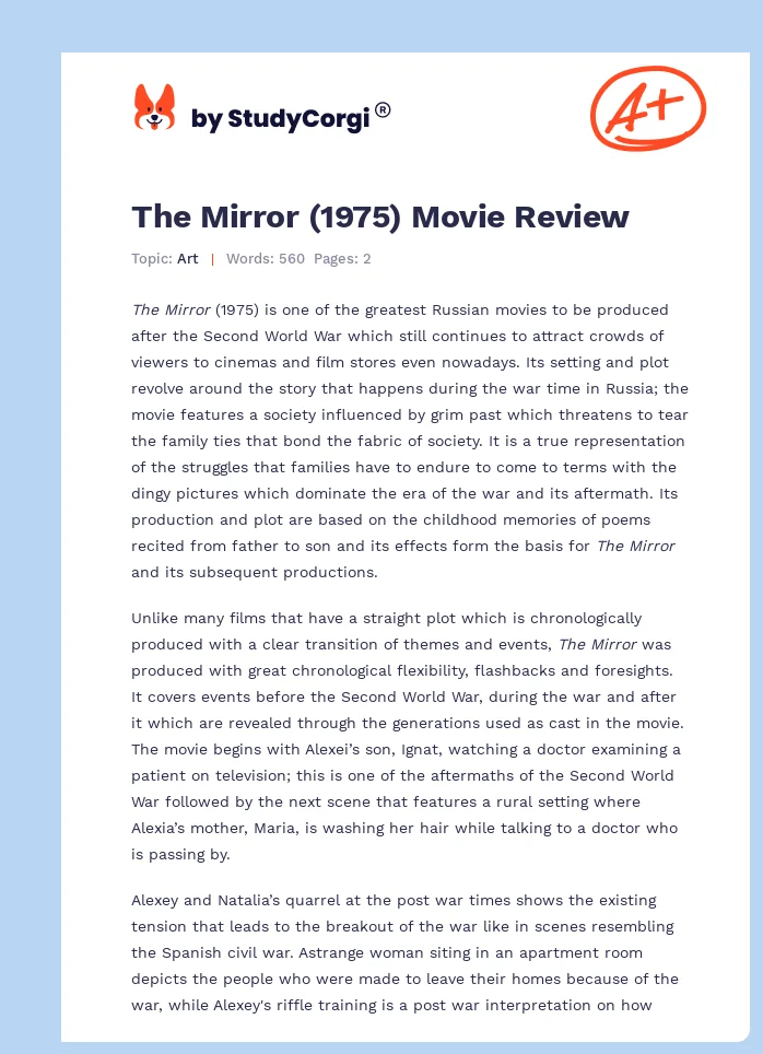 The Mirror (1975) Movie Review. Page 1