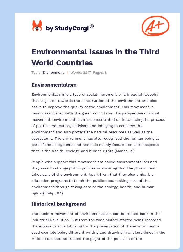 Environmental Issues in the Third World Countries. Page 1